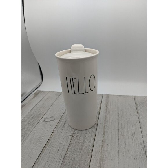 Rae Dunn Hello Travel Tumbler Large Letter Tall Coffee Mug with Lid - Picture 1 of 6